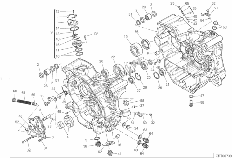 All parts for the 010 - Half-crankcases Pair of the Ducati Multistrada 950 Brasil 2019